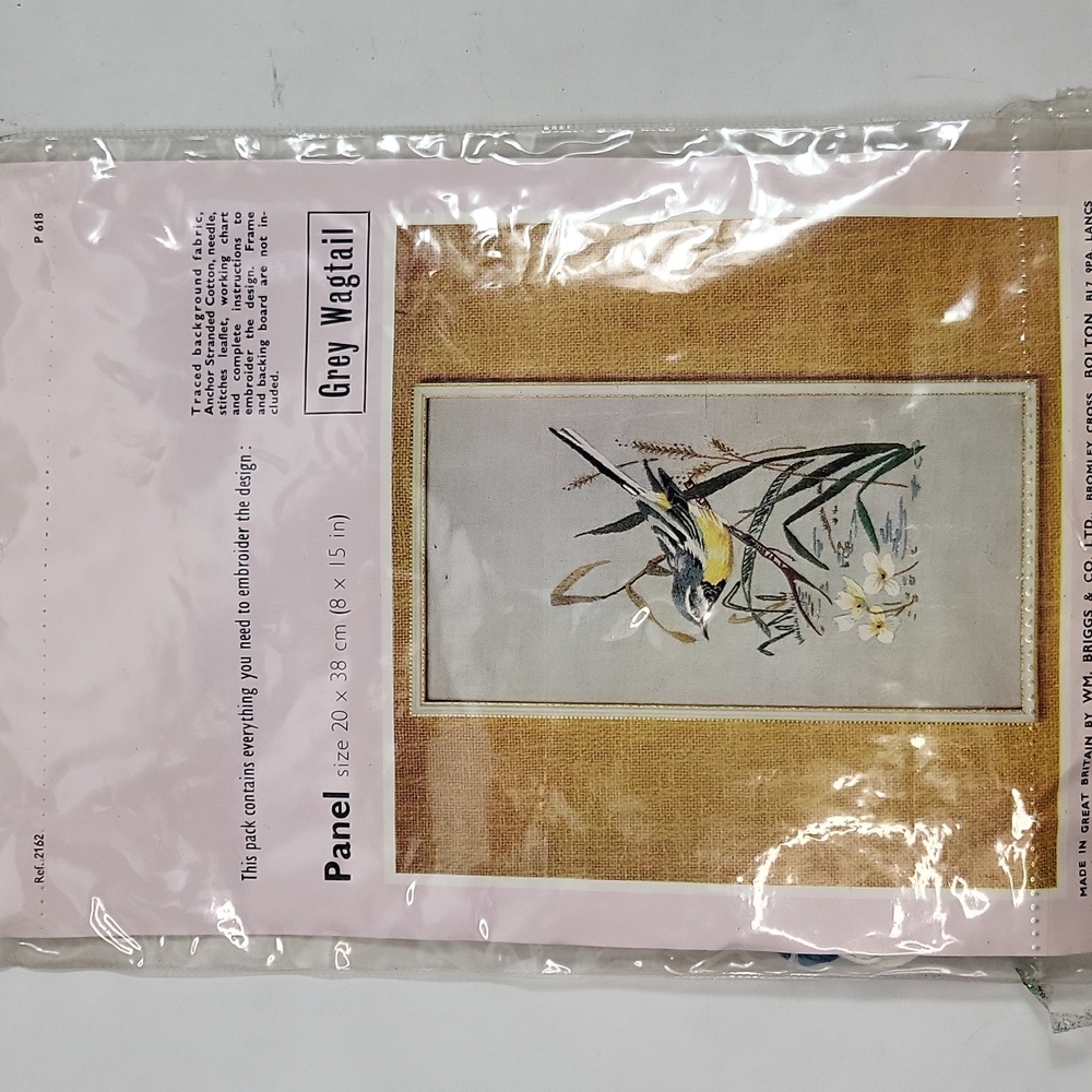 Vintage WM Briggs Grey Wagtail Embroidery Craft Kit